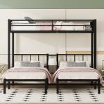 Metal Triple Bunk Bed with Storage Drawers