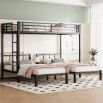 Black Metal Triple Bunk Bed Frame for Kids