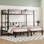 Metal Triple Bunk Bed with Storage Drawers