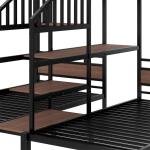 Metal Triple Bunk Bed with Storage and Stairs