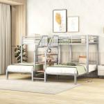 L-Shaped Triple Bunk Bed with Metal Twins