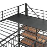 Metal Triple Bunk Bed with Storage and Stairs