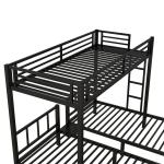 Black Metal Triple Bunk Bed Frame for Kids