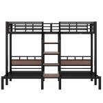 Metal Triple Bunk Bed with Storage and Stairs