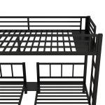 Black Metal Triple Bunk Bed Frame for Kids
