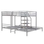 L-Shaped Triple Bunk Bed with Metal Twins
