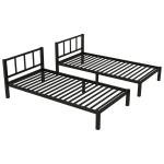 Black Metal Triple Bunk Bed Frame for Kids
