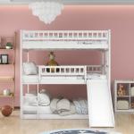 White Triple Bunk Bed with Slide and Ladder