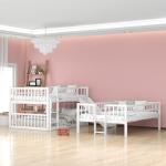 White Triple Bunk Bed with Slide and Ladder