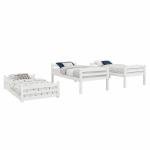 White Wooden Twin Over Twin Triple Bunk Bed