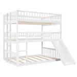 White Triple Bunk Bed with Slide and Ladder