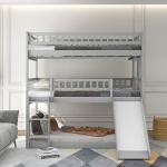 Full Triple Bunk Bed with Slide and Ladder