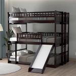 Espresso Triple Bunk Bed with Slide & Ladder