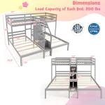 Giantex Triple Bunk Bed with Storage Stair, Grey