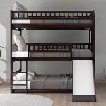 Espresso Triple Bunk Bed with Slide & Ladder