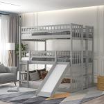 Full Triple Bunk Bed with Slide and Ladder