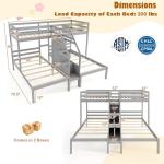 KOTEK Triple Bunk Bed with Stairs – Grey