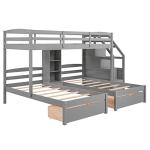 Triple Bunk Bed with Stairs and Storage Drawers