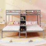 KOTEK Triple Bunk Bed with Stairs – Grey