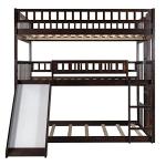 Espresso Triple Bunk Bed with Slide & Ladder