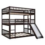 Espresso Triple Bunk Bed with Slide & Ladder