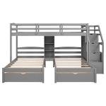 Triple Bunk Bed with Stairs and Storage Drawers