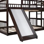 Espresso Triple Bunk Bed with Slide & Ladder