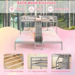 Giantex Triple Bunk Bed with Storage Stair, Grey