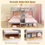 KOTEK Triple Bunk Bed with Stairs – Grey