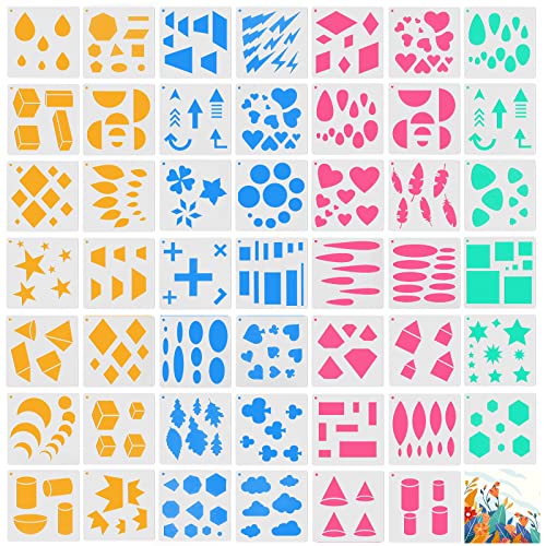 48 Pack Kids' Shape Stencils - Washable Plastic
