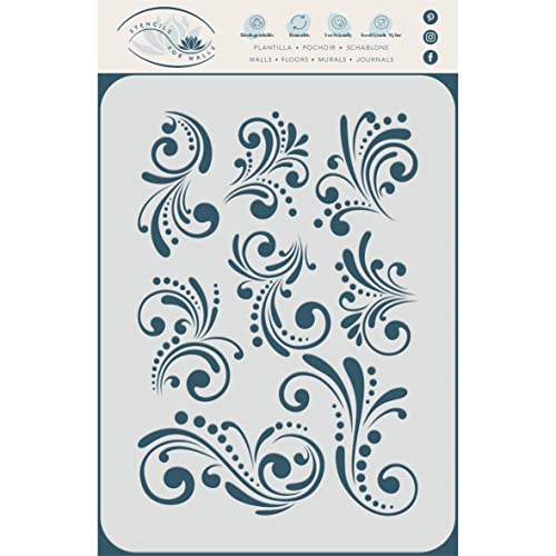 Swirl Accents Layering Stencil for Wall Art