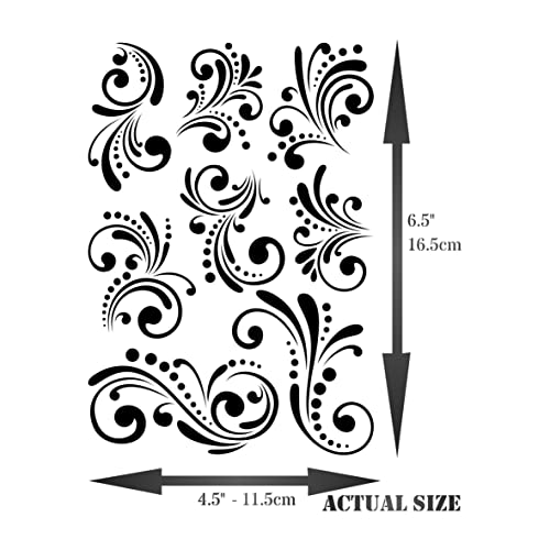 Swirl Accents Layering Stencil for Wall Art