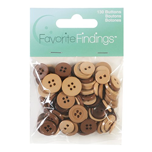 Natural Brown Round Buttons - Assorted Sizes (130/Pkg)
