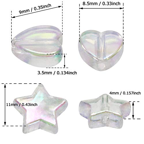 Mini Acrylic Heart and Star Beads for Crafts