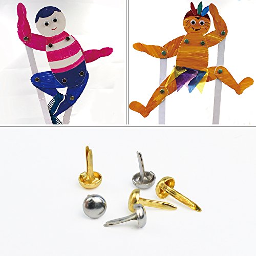 500 Scrapbooking Brads: Gold and Silver Paper Fasteners