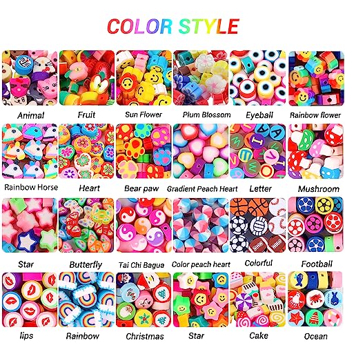 480PCS Cute Polymer Clay Beads for Jewelry Making