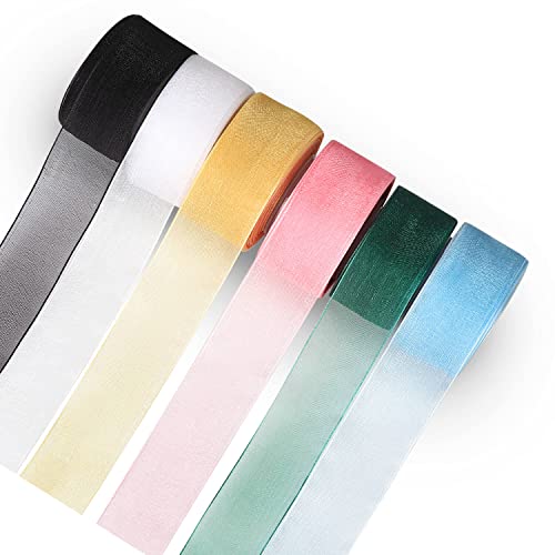 6 Color 1 Inch Chiffon Ribbon for Scrapbooking