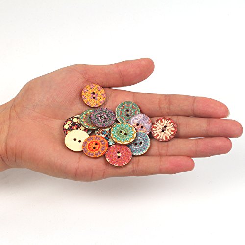 Mixed Flower Wood Buttons for Sewing and Crafting
