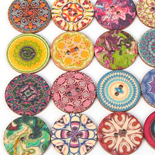 Mixed Flower Wood Buttons for Sewing and Crafting