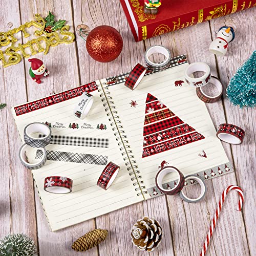 Christmas Plaid Washi Tape with Holiday Patterns - Scrapbooking