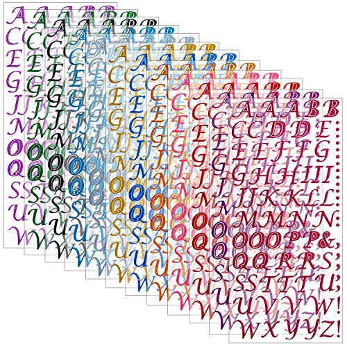Sparkling Glitter Alphabet Stickers - 12 Vibrant Colors