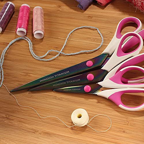 BambooMN Softgrip Titanium Scissors Set - Pink Inlays