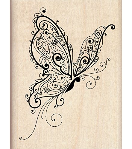 Patterned Butterfly Wood Stamp for Scrapbooking, 2.25'' x 3