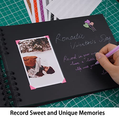Handmade Personalized Black Scrapbook with 100 Pages