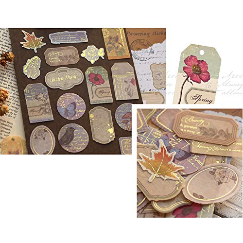 120PCS Vintage Gold Foil Washi Stickers for Scrapbooking