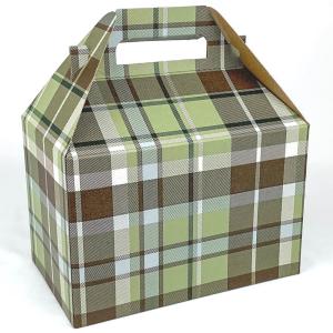 132 Green Plaid Gable Boxes for Parties