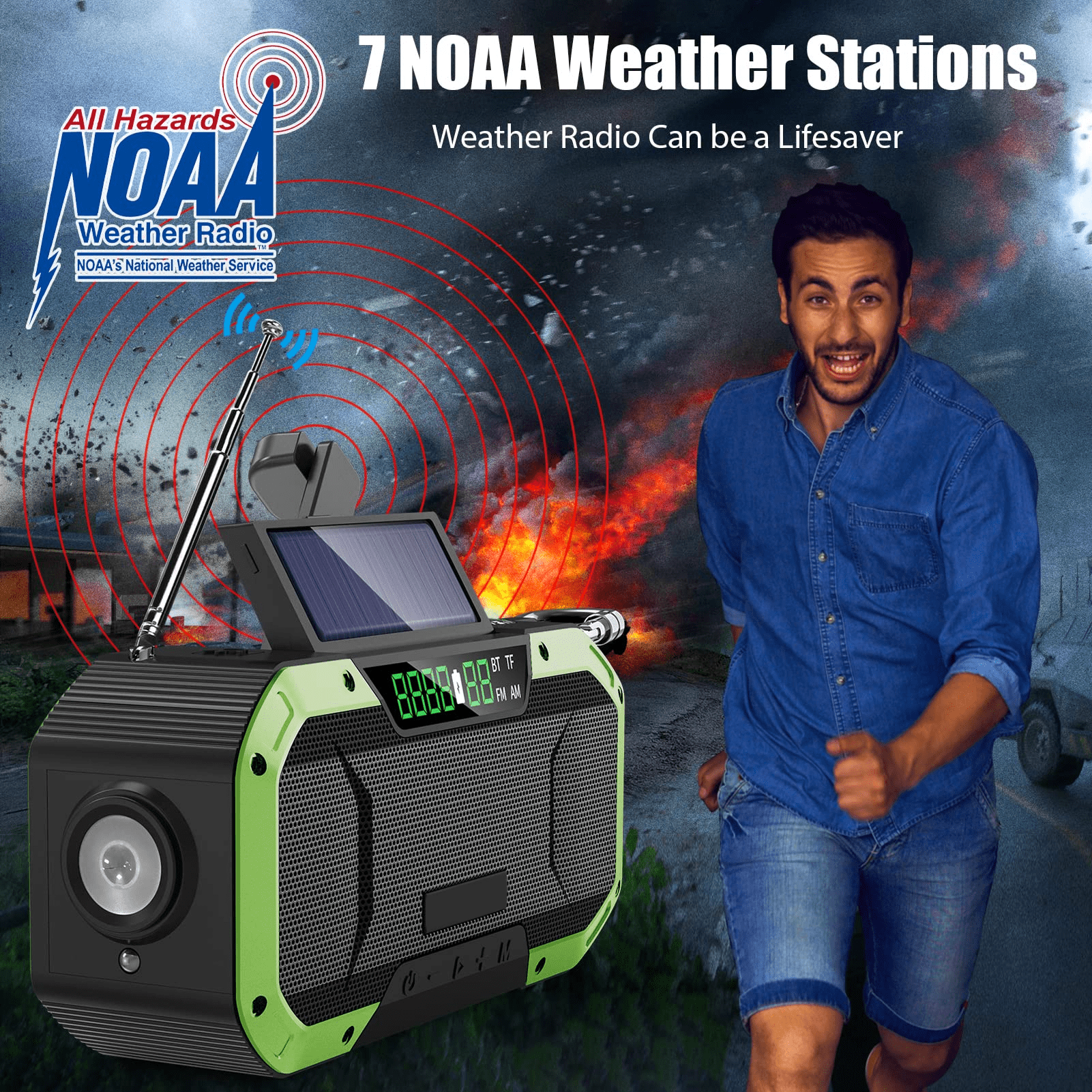 Solar Hand Crank Emergency Weather Radio with Bluetooth