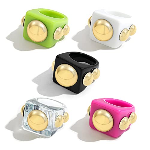 Colorful Y2K Style Resin Acrylic Retro Rings