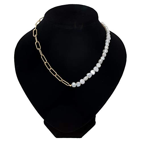 Cowlyn Pearl Necklace Vintage Chunky Link Chain