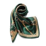 Pure Mulberry Silk Square Scarf - Blackish Green